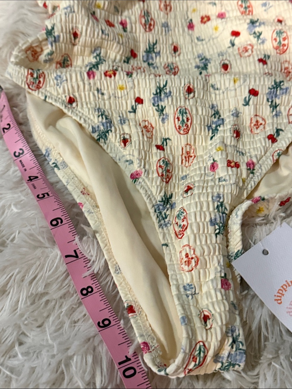 Dippin Daisy Women’s Floral Cream One-Piece Swimsuit with Molded Cups L - Picture 6 of 9